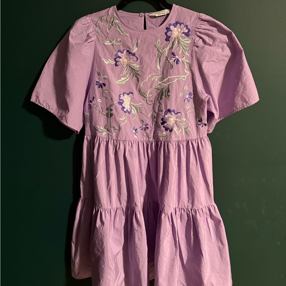 & Other Stories Purple Floral Embroidered Midi Dress